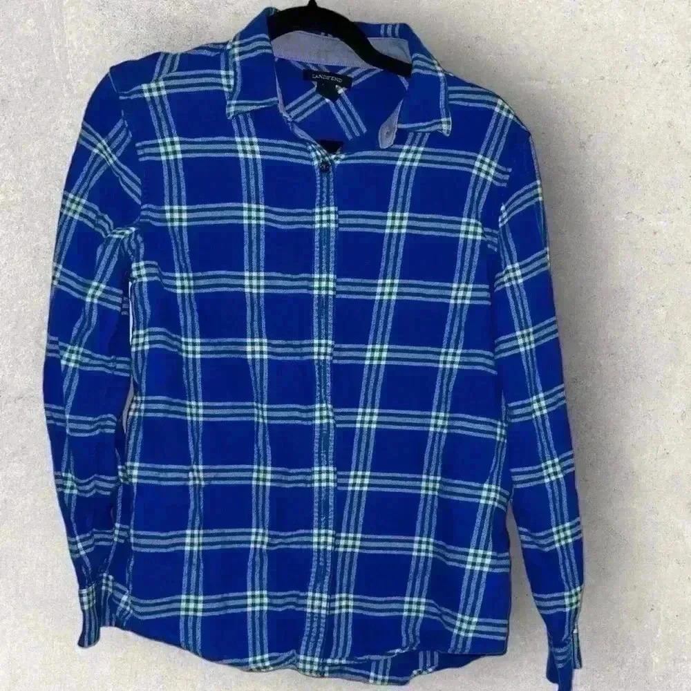 Lands‎ end blue flannel size Pmed